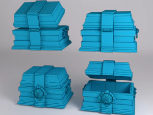 low poly treasure chest ready for games 3D Model