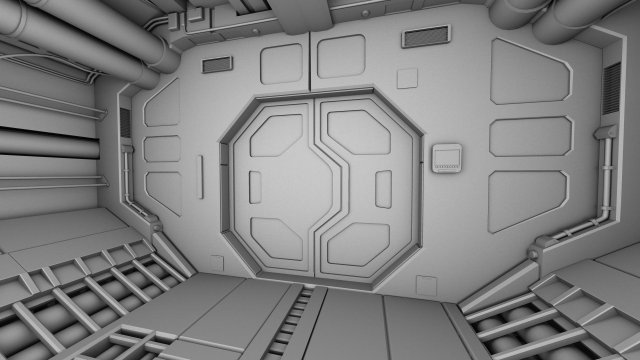 spaceship corridor 3D Model .c4d .max .obj .3ds .fbx .stl .blend 