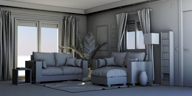 living room 2 3D Модель .c4d .max .obj .3ds .fbx .stl .blend 
