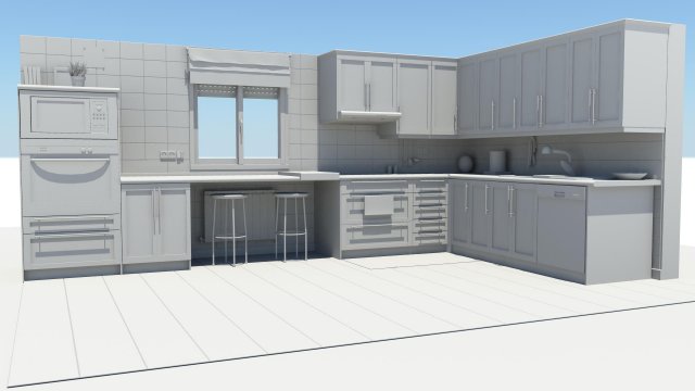 kitchen hd res 3D Model .c4d .max .obj .3ds .fbx .stl .blend 