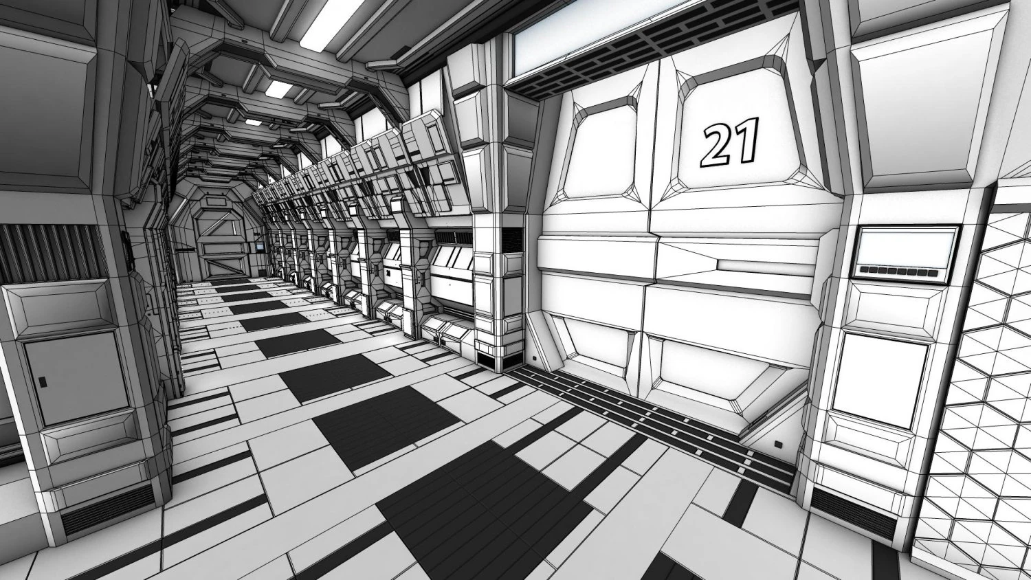 sci fi corridor 3D Model .c4d .max .obj .3ds .fbx .stl .blend 