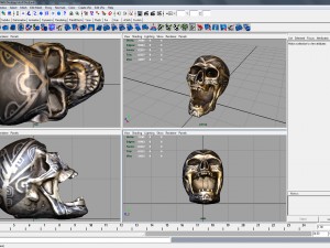 human head skull with ancient tribal tattoo Modelo 3D
