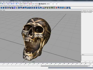 human head skull with ancient tribal tattoo 3D Model