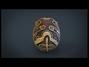 human head skull with ancient tribal tattoo Modelo 3D