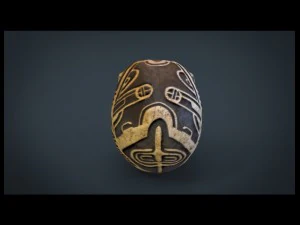 human head skull with ancient tribal tattoo 3D Model