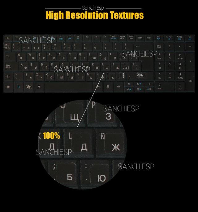 keyboard 002 russian CG Textures .c4d .max .obj .3ds .fbx .stl .blend 