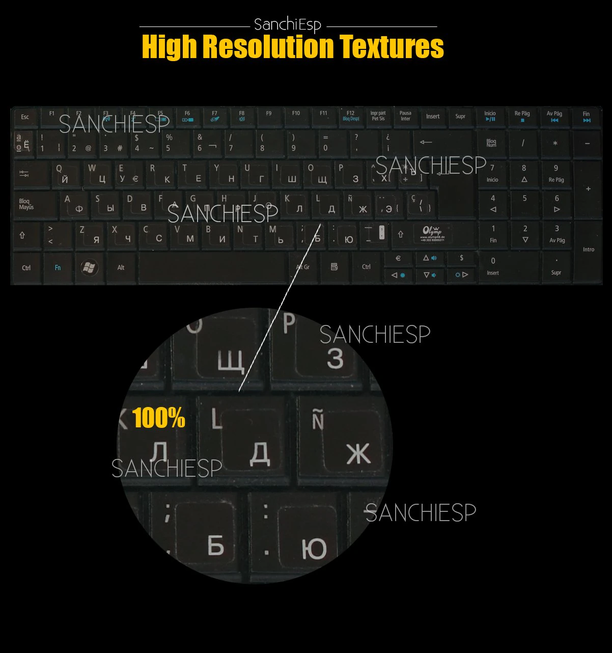 कीबोर्ड 002 रूसी CG टेक्स्चर्स .c4d .max .obj .3ds .fbx .stl .blend 