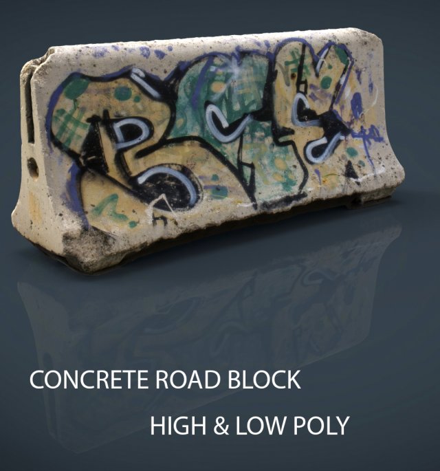 concrete road block Modelo 3D .c4d .max .obj .3ds .fbx .stl .blend 