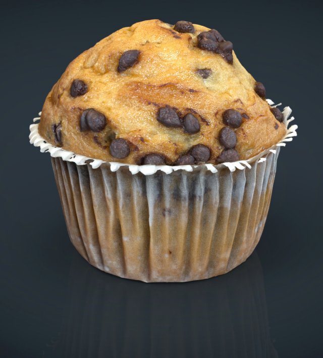 chocolate chip cupcake 3D Модель .c4d .max .obj .3ds .fbx .stl .blend 
