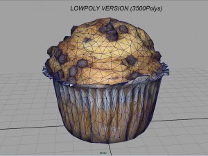 Babeczka z kawałkami czekolady Model 3D