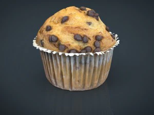 Babeczka z kawałkami czekolady Model 3D