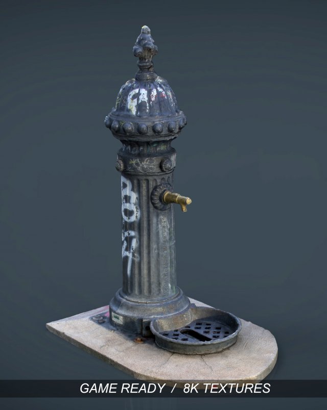 drink fountain park street garden water town road Modèle 3D .c4d .max .obj .3ds .fbx .stl .blend 