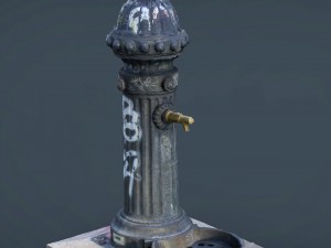drink fountain park street garden water town road 3D Model