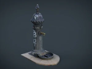 drink fountain park street garden water town road 3D Model
