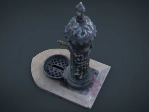 drink fountain park street garden water town road 3D Model