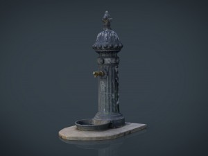 drink fountain park street garden water town road Modèle 3D