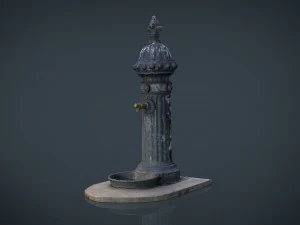 drink fountain park street garden water town road 3D Model