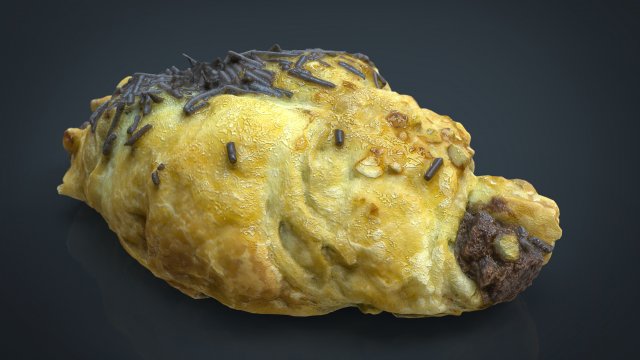 chocolate croissant 3D 모델 .c4d .max .obj .3ds .fbx .stl .blend 