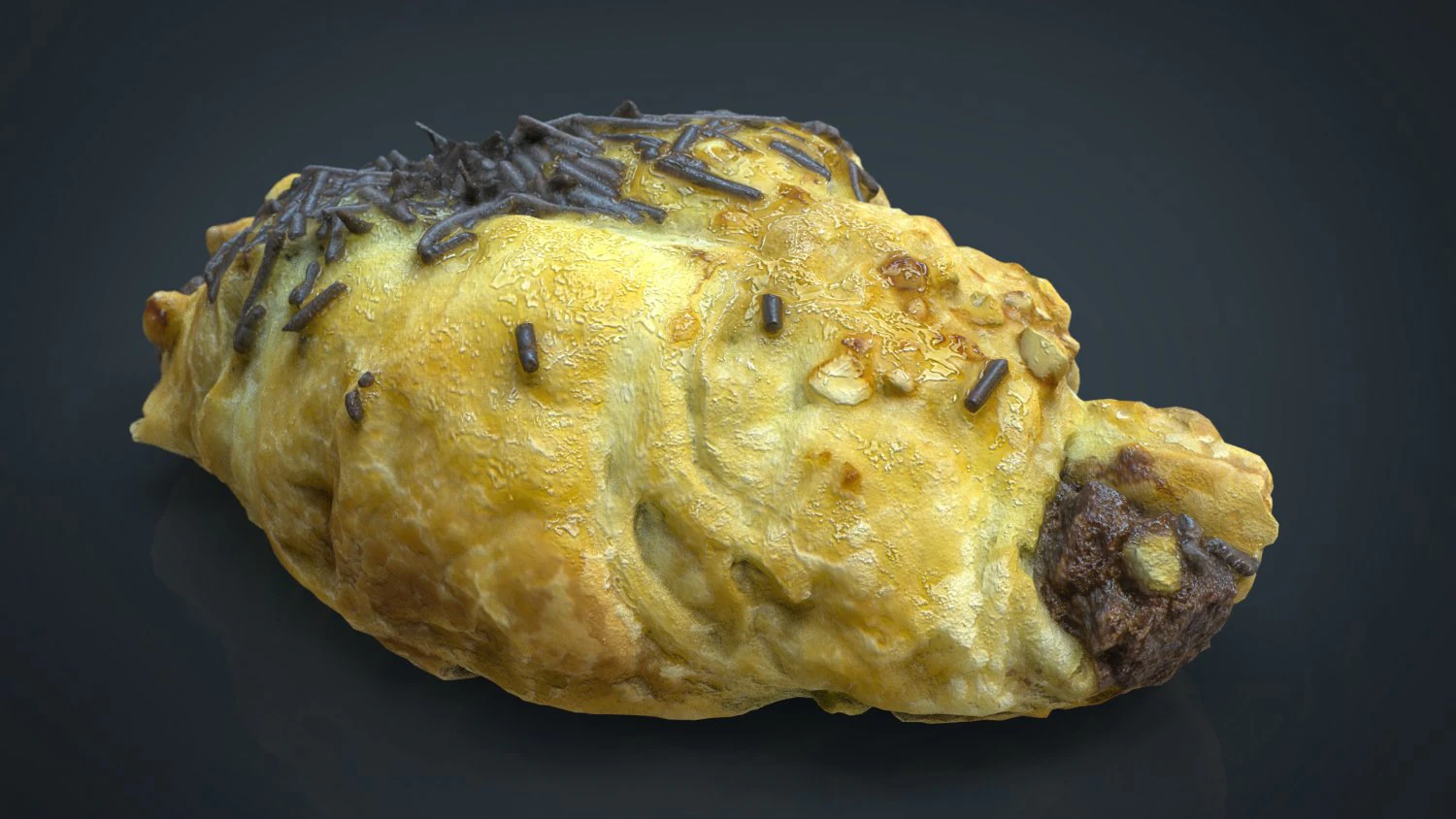chocolate croissant 3D Model .c4d .max .obj .3ds .fbx .stl .blend 