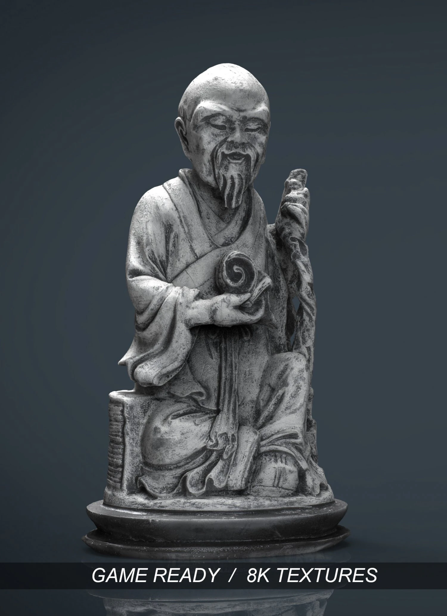 3d hd model of realistic old chinese figure statue 3D Model .c4d .max .obj .3ds .fbx .stl .blend 