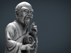 3d hd model of realistic old chinese figure statue Modello 3D