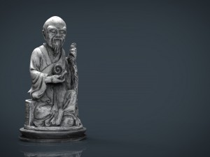 3d hd model of realistic old chinese figure statue Modello 3D