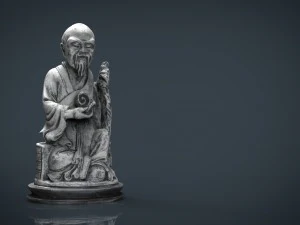 3d hd model of realistic old chinese figure statue 3D Model