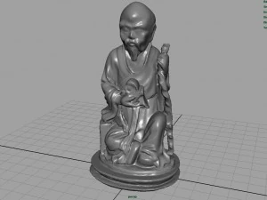 3d hd model of realistic old chinese figure statue 3D Model