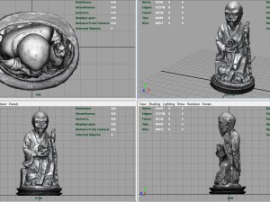 3d hd model of realistic old chinese figure statue Modello 3D