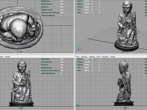 3d hd model of realistic old chinese figure statue 3D Model