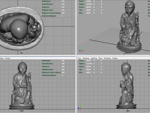 3d hd model of realistic old chinese figure statue Modello 3D