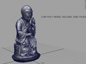 3d hd model of realistic old chinese figure statue Modello 3D