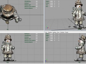 snowman skiing Modèle 3D