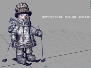 snowman skiing Modèle 3D