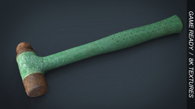 rusty hammer 3D Model .c4d .max .obj .3ds .fbx .stl .blend 