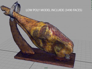 serrano ham with holder 3D Model