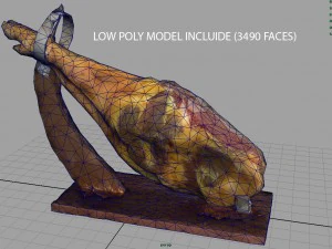 serrano ham with holder 3D Model