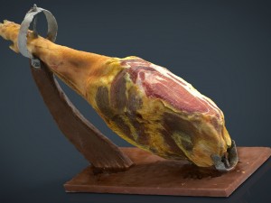 serrano ham with holder 3D Model
