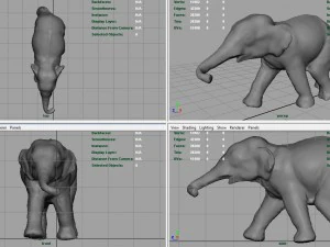 asian elephant babe 3D Model