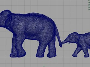 азіатські слони мати і дитина 3D Модель