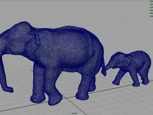 азіатські слони мати і дитина 3D Модель