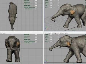 азіатські слони мати і дитина 3D Модель