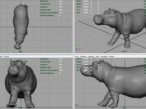 hippopotamus with mouth closed Model 3D