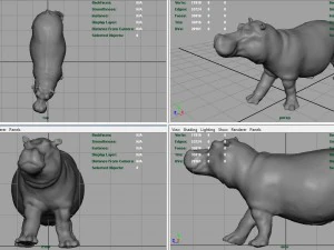 hipopotam z zamkniętymi ustami Model 3D