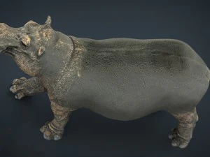 hipopotam z zamkniętymi ustami Model 3D