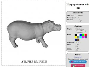 hipopotam z zamkniętymi ustami Model 3D