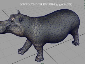 hippopotamus with mouth closed Model 3D