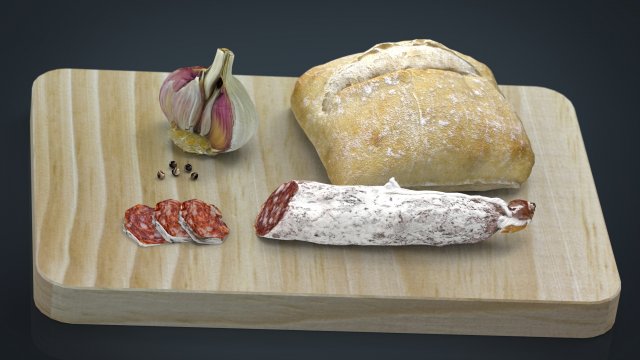 fuet on a wooden board Modelo 3D .c4d .max .obj .3ds .fbx .stl .blend 