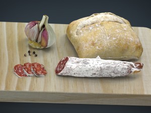 fuet on a wooden board Modelo 3D