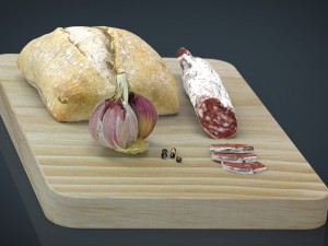 fuet on a wooden board Modelo 3D